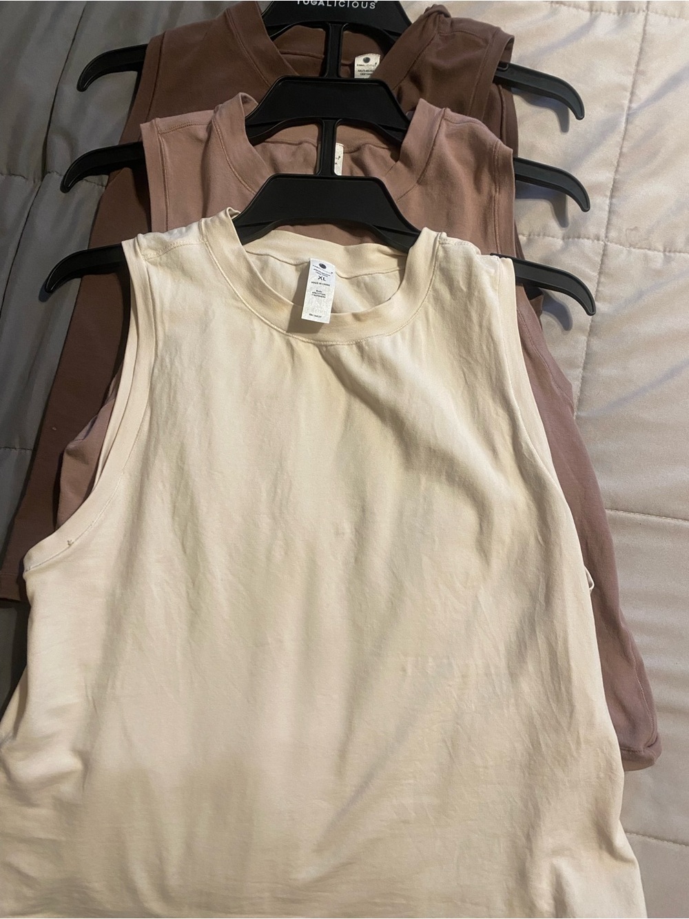 Yogalicious Cream and Brown Sleeveless Tank Tops - Set of 3